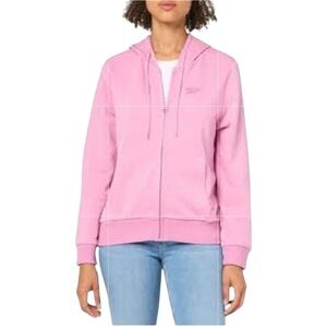 Reebok Womens French Terry Long Sleeve Hoodie Size Small in Jasmine Pink